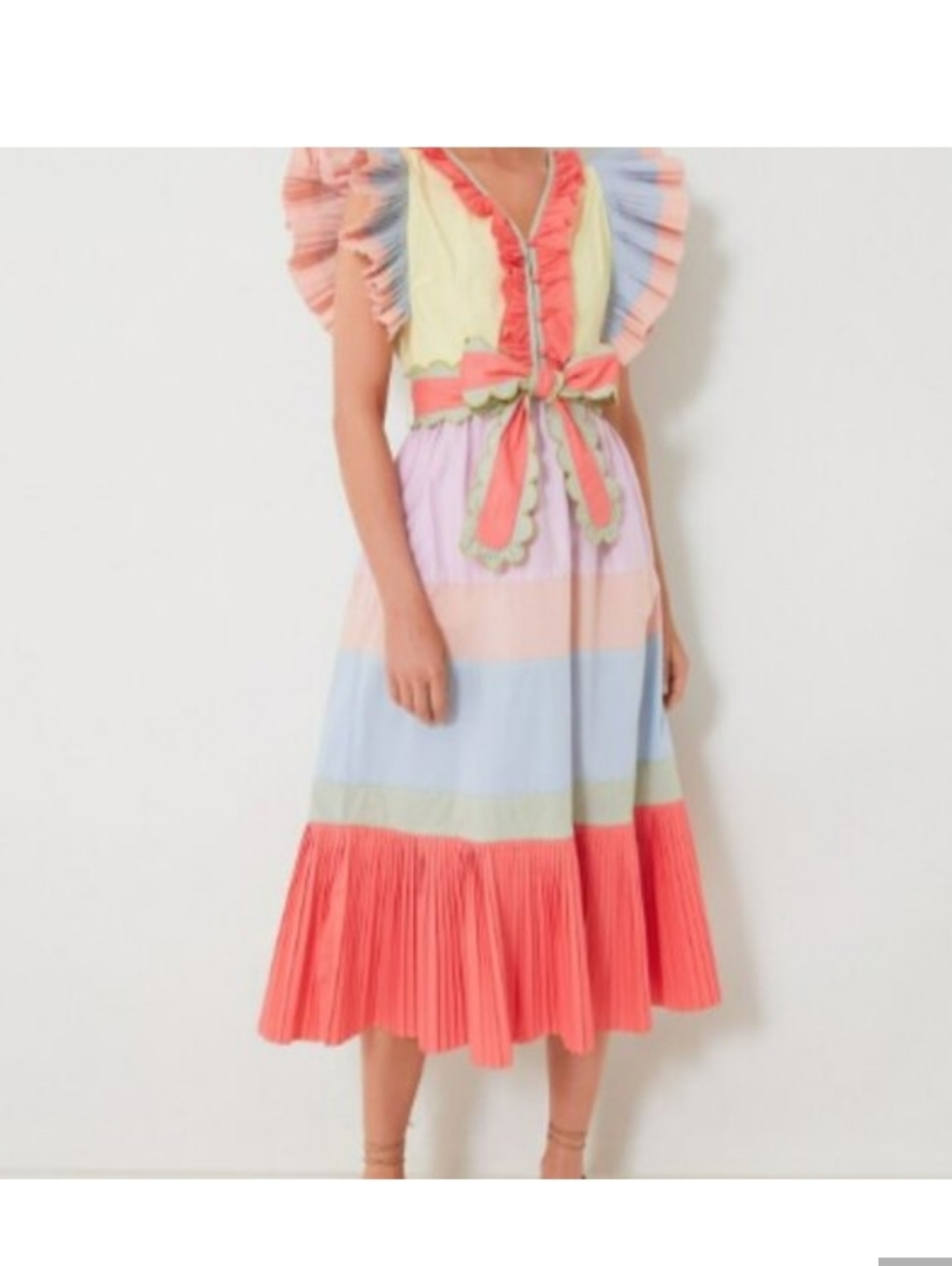 Celia B. Marcellene Ruffled Scalloped Midi Dress Size S NWOT - Picture 2 of 13